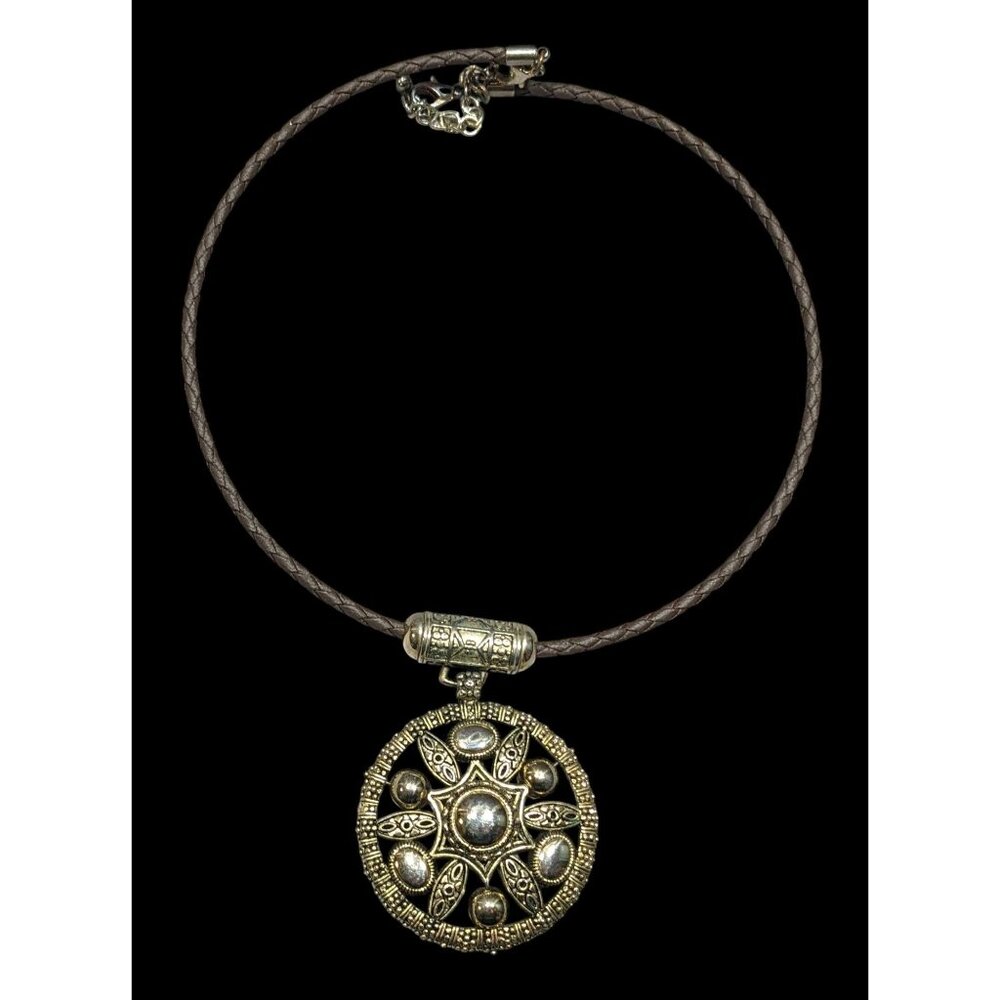 Bohemian Medallion Gold Tone Pendant Necklace